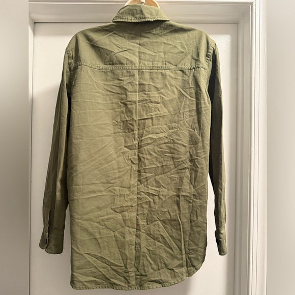 Malibu Bum Army Green Shacket Small Button-Up Utility Layering Top - Picture 9 of 16